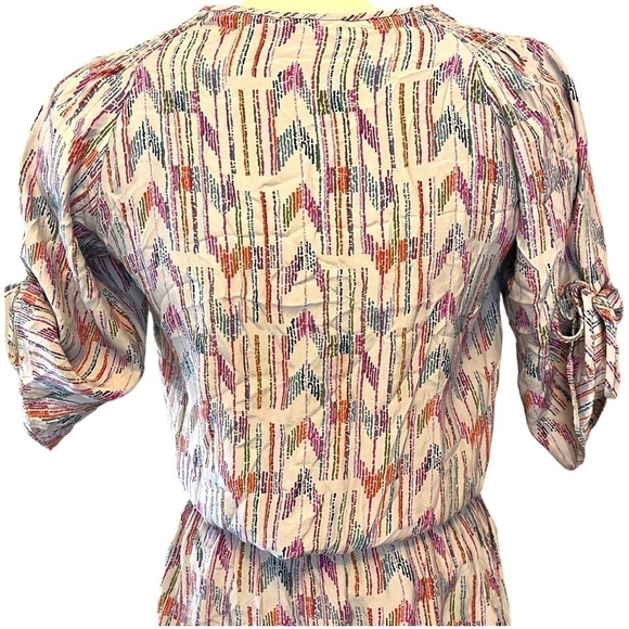 PARKER Silk Dress with Short Sleeves and Smocked Drop Waist - Picture 12 of 16